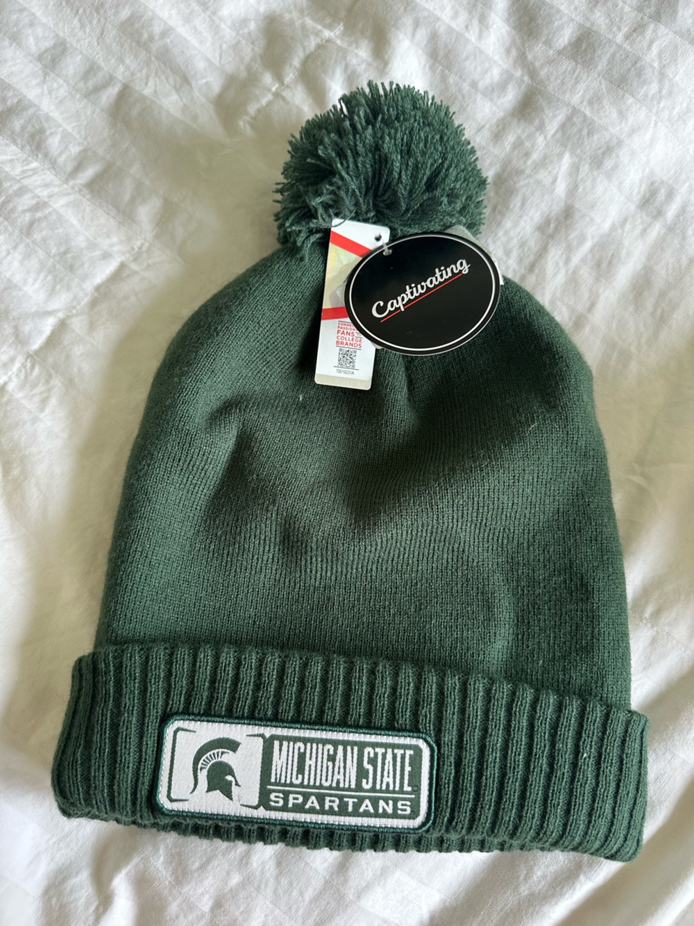 Spartans Pom Beanie Hat - Dark Green
